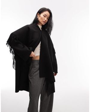 ARKET Wool Rich Double Longline Jacket With Detachable Scarf - Black