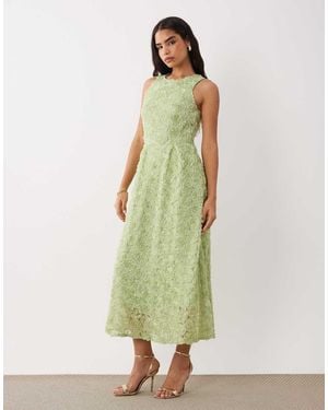Vila Floral Jacquard Maxi Dress - Green