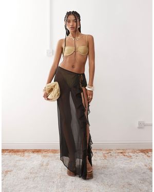 Miss Selfridge – transparenter strand-sarong aus chiffon - Natur