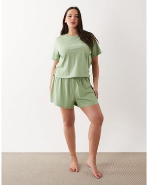 ASOS Asos design curve – mix & match – verspielte pyjama-shorts aus baumwolle - Grün