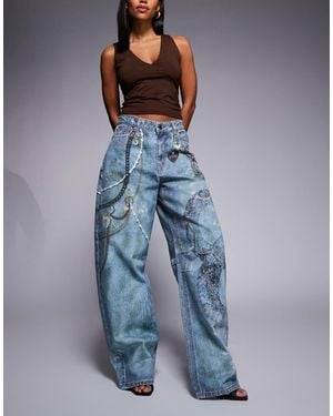 AFRM Walker Mid Rise Barrel Leg Jeans - Blue