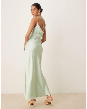 Forever New Satin Halter Neck Maxi Dress - Natural