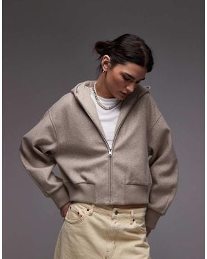 Mango Oversized Zip Through Hoodie - Grey