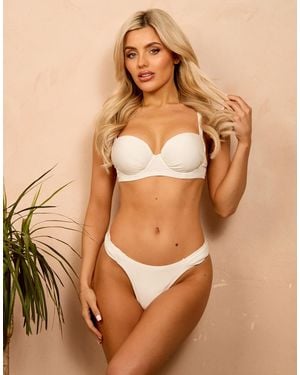 Wolf & Whistle X Isabella Whittingham Ruched High Leg Bikini Bottoms - Brown