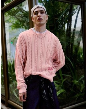 Bershka Cable Knit Round Neck Jumper - Black