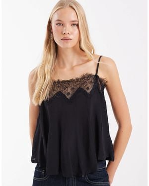 Free People Make Me Yours Boho Lace Cami Top - Black