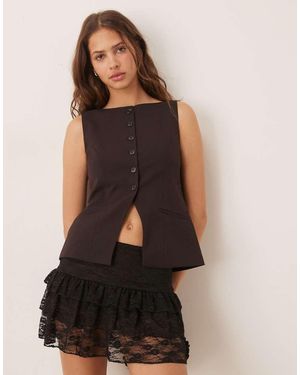 Gina Tricot Tailored Boatneck Vest - Brown