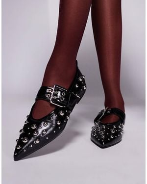 River Island Ballerines style babies pointues à clous - Marron