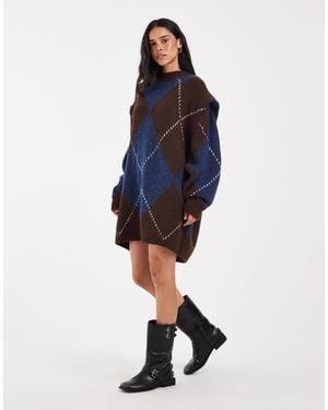 Muse Assembly Knitted Lucie Mini Dress - Blue