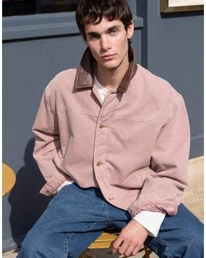 ASOS Washed Workwear Jacket With Contrast Collar - Pink