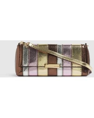River Island Metallic Bar Flap Front Clutch Bag - Multicolour