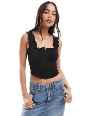 Miss Selfridge Hook And Eye Detail Corset Top - Black