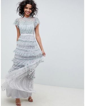 Needle & Thread Besticktes Maxikleid in Pistazie - Grün