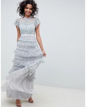 Needle & Thread Embroidered Maxi Dress In Pistachio - Green