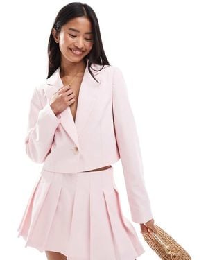 Miss Selfridge One Button Cropped Jacket - Pink