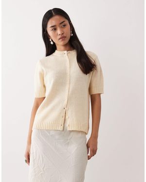 Pretty Lavish Gilet boutonné en maille à manches courtes - beurre citron - Neutre