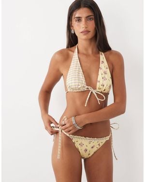 ASOS Imogen Frill Side Tie Bikini Bottoms - Brown