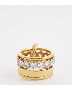 Kaiia Anillo Apilable Con Detalle De Mosquetón De Acero Inoxidable Exclusivo De - Metálico