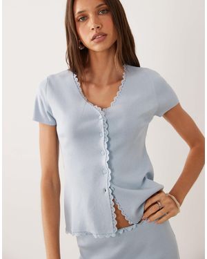 Mango Asad Knitted Short Sleeve Cardigan Co-ord - Blue