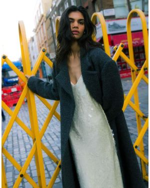 TOPSHOP Vestito Sottoveste Lungo Color Latticello Con Paillettes - Bianco