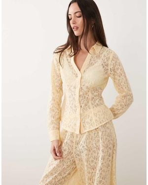 Miss Selfridge Fitted Lace Shirt - Natural