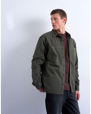 TOPMAN Regular Fit Ripstop Overshirt - Gray