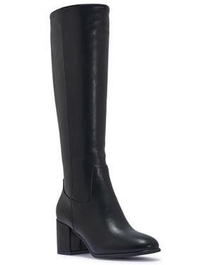 SEQWL Wide Fit Block Heel Casual Knee High Boots - Black