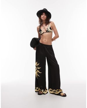 WeWoreWhat Sun Wave Placement Wide Leg Beach Trousers - White
