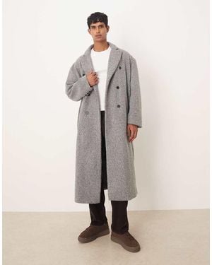 ASOS Oversized Long Boucle Wool Coat - Natural