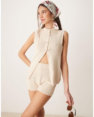 ASOS Crochet Knit Waistcoat Co-Ord - Natural