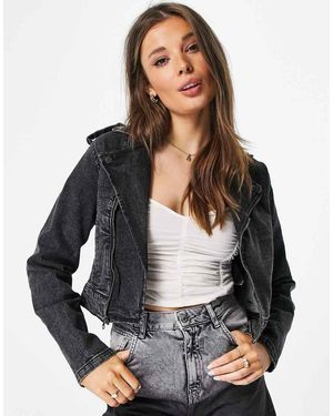 Jdy Chaqueta Biker Vaquera Con Lavado Negro De - Blanco