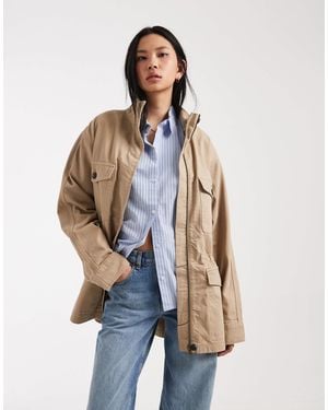 ASOS Asos Design Tall Cotton Four-pocket Parka Jacket - Blue
