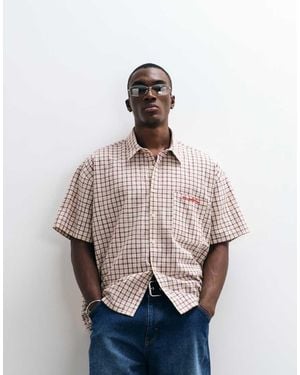 Reclaimed Vintage Oversized Cropped Boxy Shirt - Natural