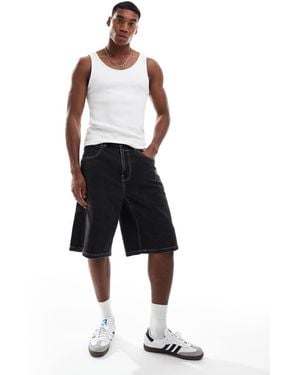 Hollister Pantalones Cortos Vaqueros Muy Holgados Con Y Detalle Bordado De -Azul - Blanco