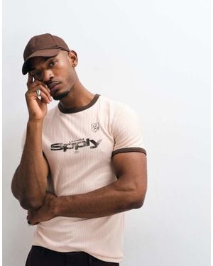 ASOS Slim Fit Ringer T-shirt With Supply Print - Natural