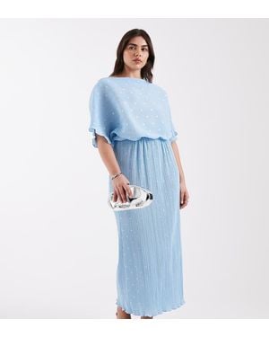 Never Fully Dressed Tilly Off Shoulder Plisse Maxi Dress - Blue