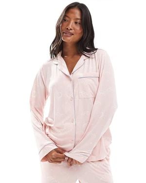 Chelsea Peers Poly Long Sleeve Revere Pyjama Set - Pink