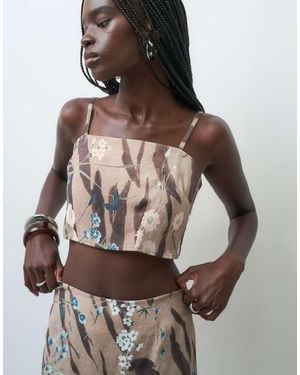 ASOS Camitop Co-Ord Set Met Bloemen- En Tijgerprint - Meerkleurig