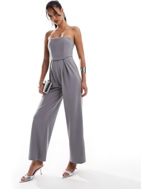 ASOS – ärmelloser korsett-jumpsuit - Blau