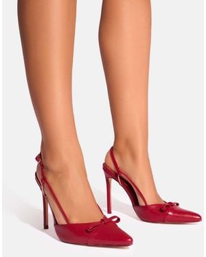 Public Desire Ginni Red Bow Detail Sling Back Court Heels