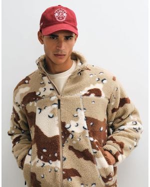 Obey Axis veste zippée sherpa à imprimé camouflage colore - Marron