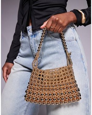 ASOS Metal Beaded Adjustable Strap Clutch Bag - Blue