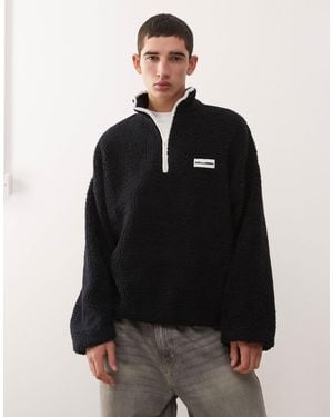 Collusion Half Zip Borg Fleece - Black