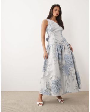 ASOS One Shoulder Jacquard Maxi Dress - Gray