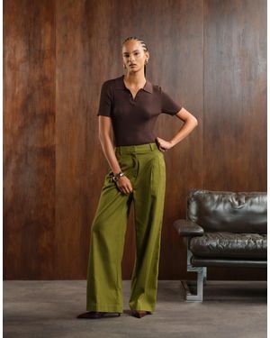 Nobody's Child Jax Wide Leg Tailored Pants Co-ord - Green