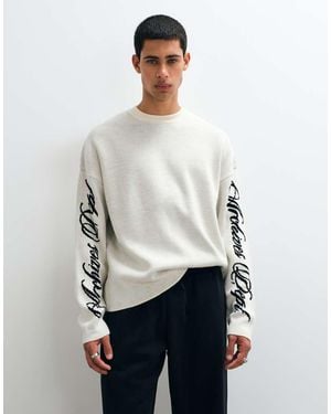 ASOS Knitted Oversized Jumper With Arm Detail - White