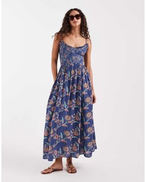 Free People Ciella - robe mi-longue à imprimé fleurs - bleu