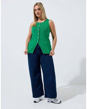 Yours Clothing Knitted Vest Top - Blue