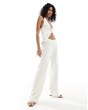 4th & Reckless Maribel Fine Gauge Knit Beach Trouser Co-ord - White