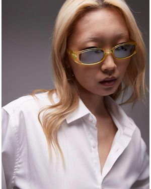 TOPSHOP Gafas De Sol Verdes Con Montura Envolvente Deportiva Estrecha Ibiza De - Marrón